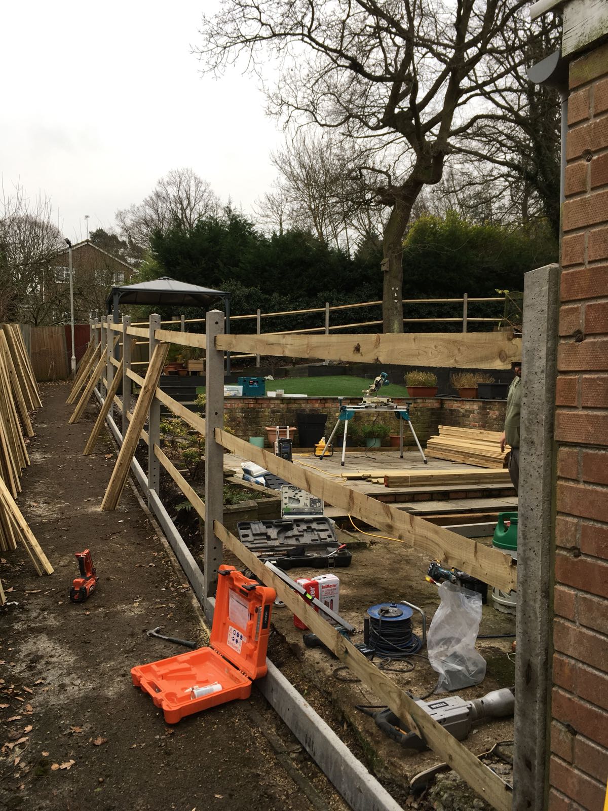 Full length view of finished fencing